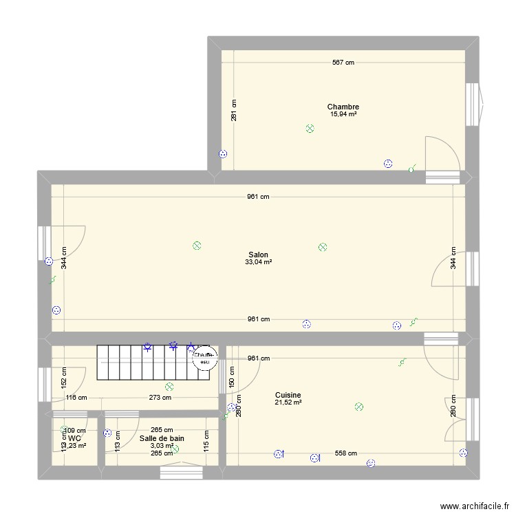 village. Plan de 5 pièces et 75 m2