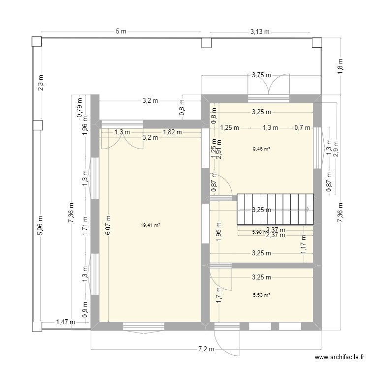 P01. Plan de 4 pièces et 40 m2