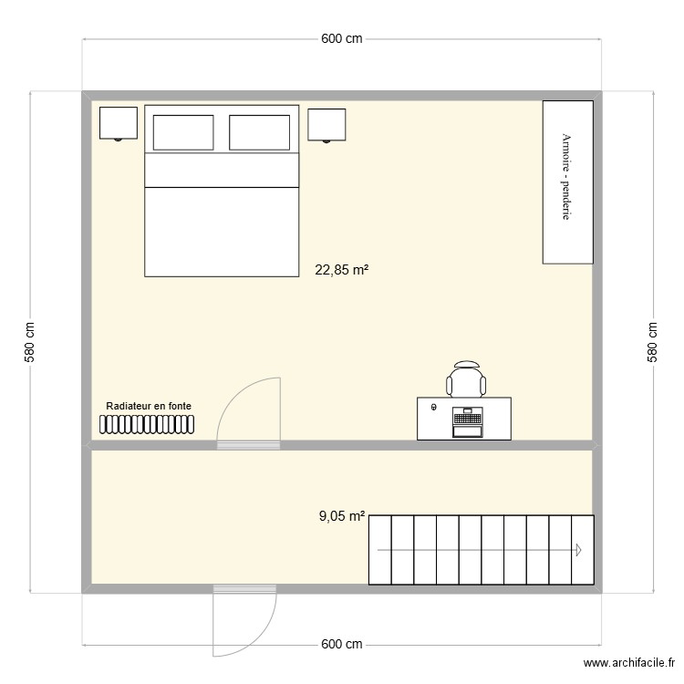 Extension - Grange 1er Etage. Plan de 2 pièces et 32 m2