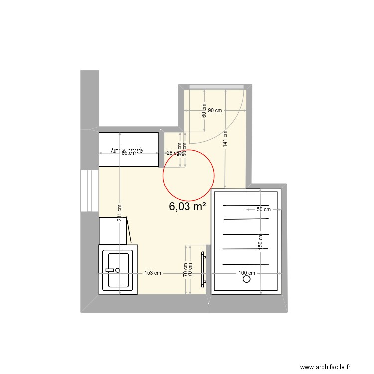 SdBIsa_v2. Plan de 1 pièce et 6 m2