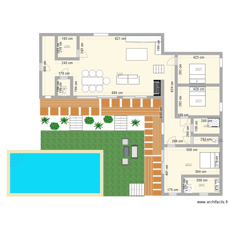 Servas. Plan de 10 pièces et 139 m2