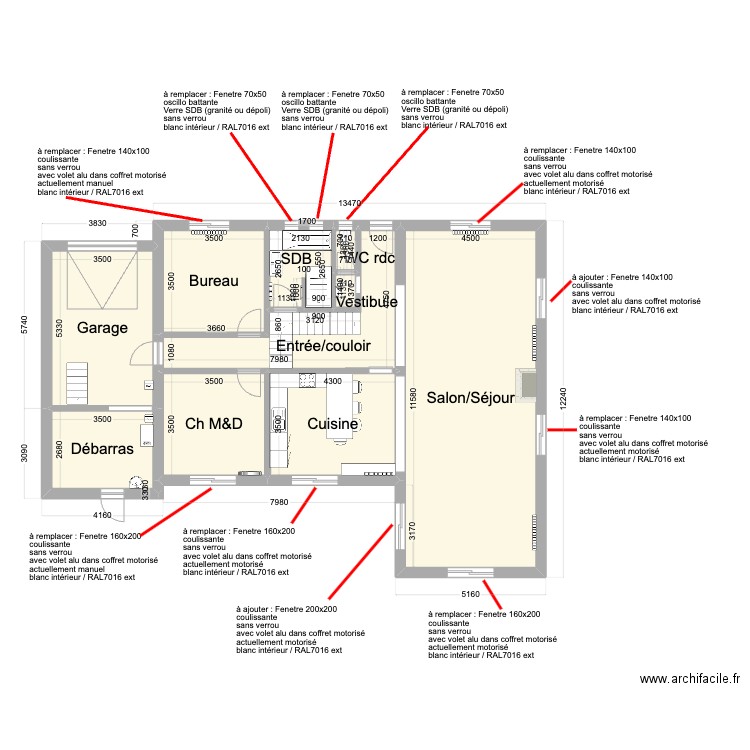 Plans Comete Final Fenetre. Plan de 32 pièces et 284 m2