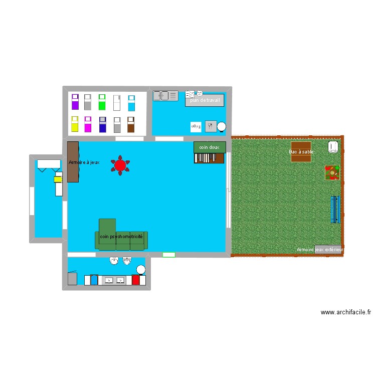 creche Romane . Plan de 4 pièces et 25 m2