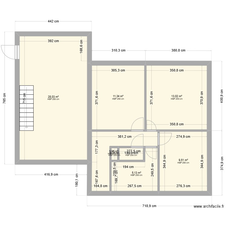 sabrina. Plan de 8 pièces et 74 m2