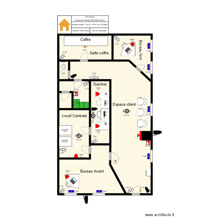 CPH Fleurus. Plan de 9 pièces et 57 m2