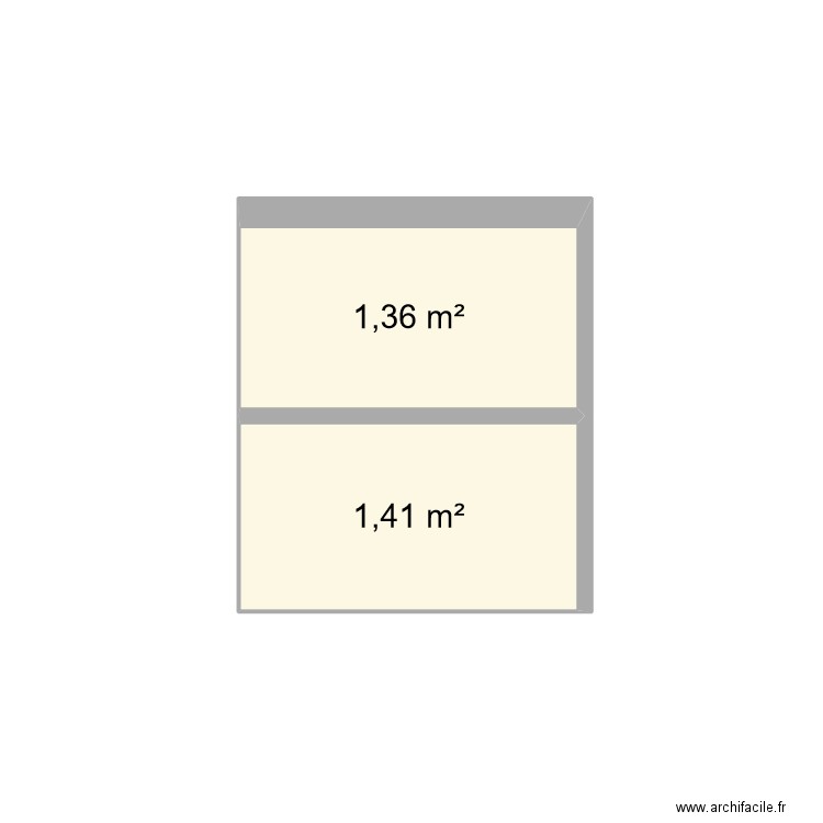 toilettes. Plan de 2 pièces et 3 m2