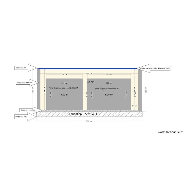 Darras 1. Plan de 3 pièces et 19 m2