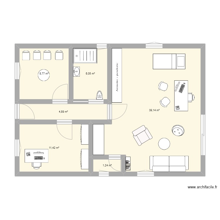 cabinet st ju massage. Plan de 6 pièces et 72 m2