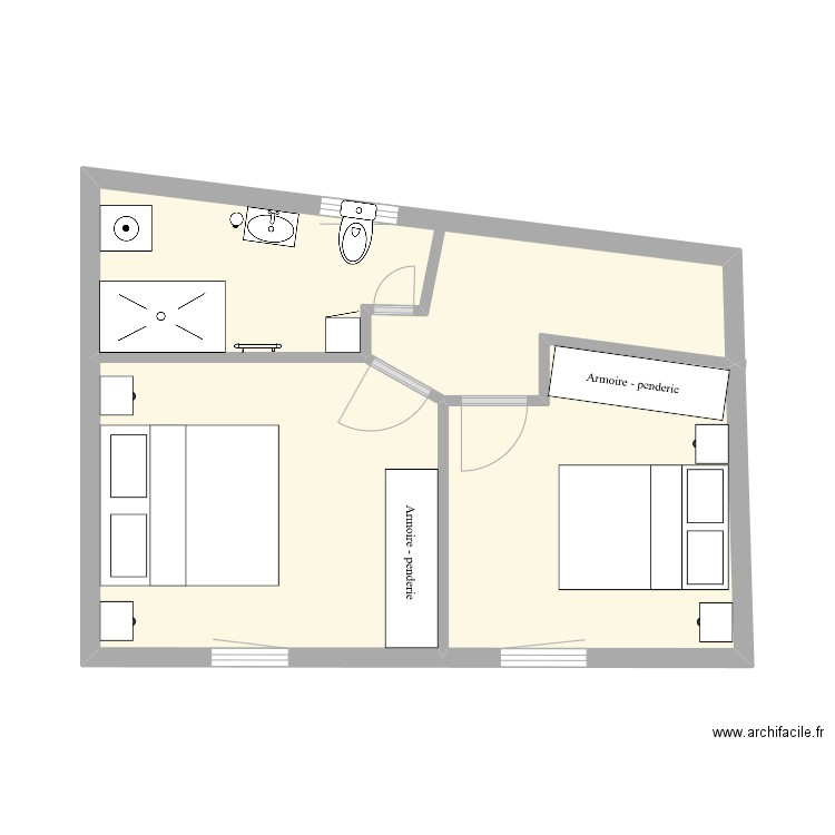 plan etage. Plan de 3 pièces et 31 m2