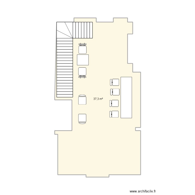 Plan Actuel. Plan de 1 pièce et 37 m2