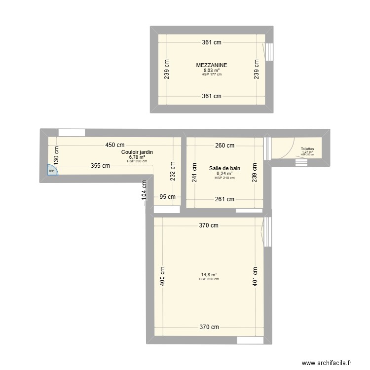 Rénovations . Plan de 5 pièces et 38 m2