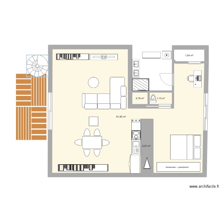 Appartment Gérard. Plan de 5 pièces et 68 m2