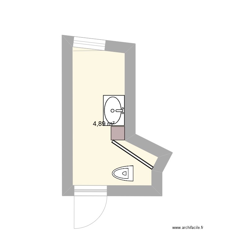 SDB. Plan de 1 pièce et 5 m2