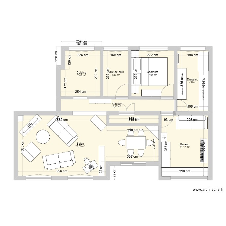 LCSC-amenagement. Plan de 8 pièces et 75 m2