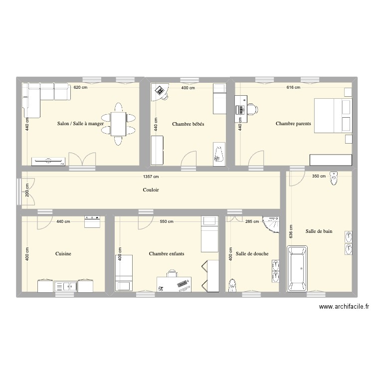 FLI RDC. Plan de 8 pièces et 172 m2