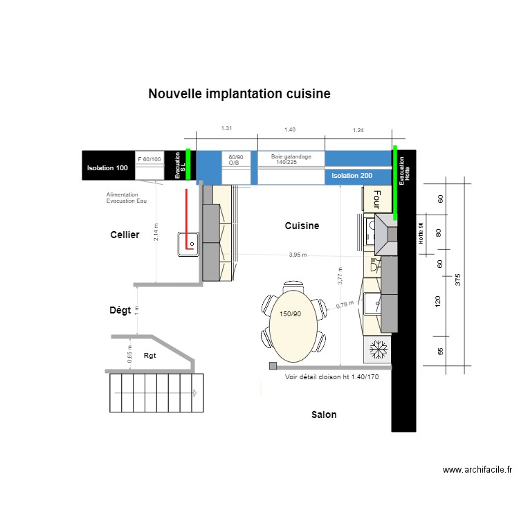 Nouvelle implantation  Meubles cuisine,. Plan de 0 pièce et 0 m2