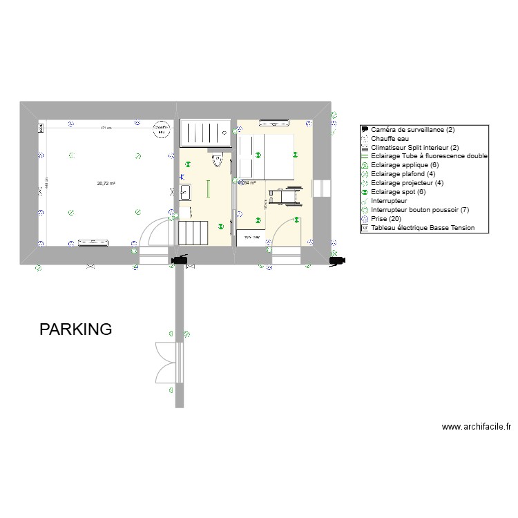 GR MAISON HAUT - V2 - ELEC. Plan de 2 pièces et 40 m2