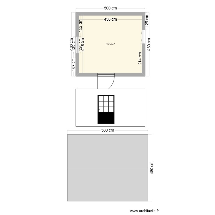 Abri jardin*. Plan de 1 pièce et 19 m2