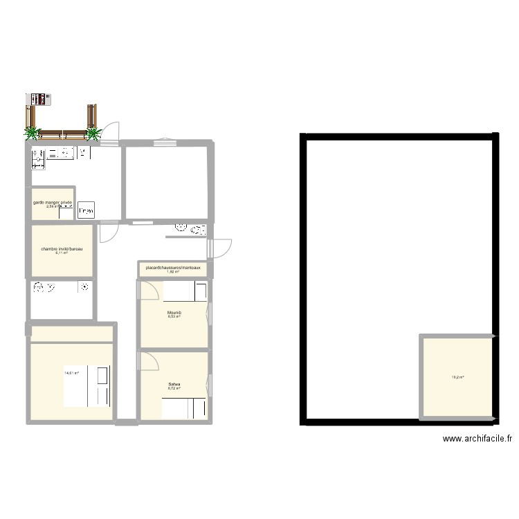 ain loula. Plan de 7 pièces et 53 m2