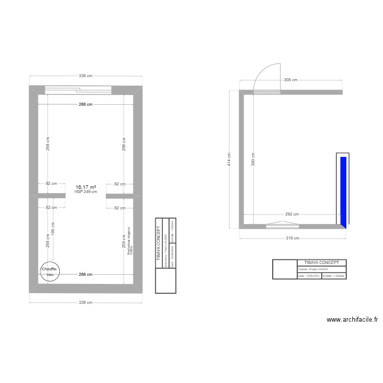 BUANDERIE LOUZAC. Plan de 1 pièce et 16 m2