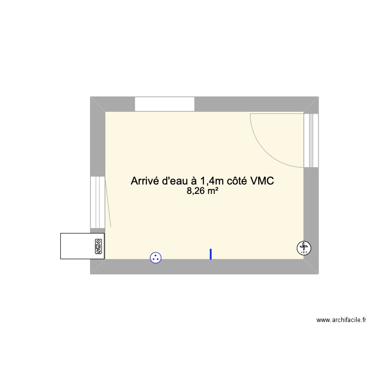 Plan cuisine Fred M. Plan de 1 pièce et 8 m2