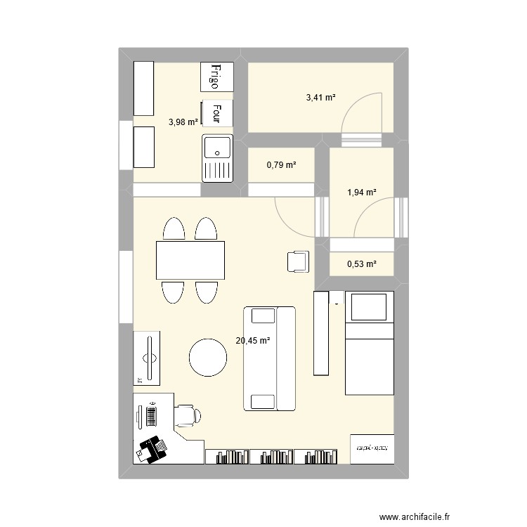 Appartement. Plan de 6 pièces et 31 m2