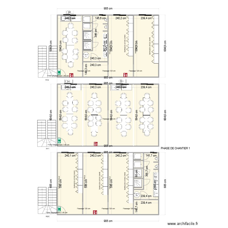 EIFFAGE CHANTIER LYON 3  / H.HOTEL. Plan de 21 pièces et 171 m2