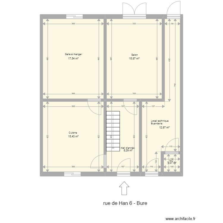 han 6 bure rdc. Plan de 6 pièces et 71 m2