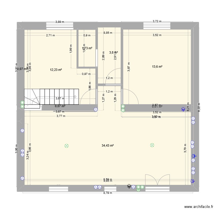 Maison Anna. Plan de 8 pièces et 66 m2