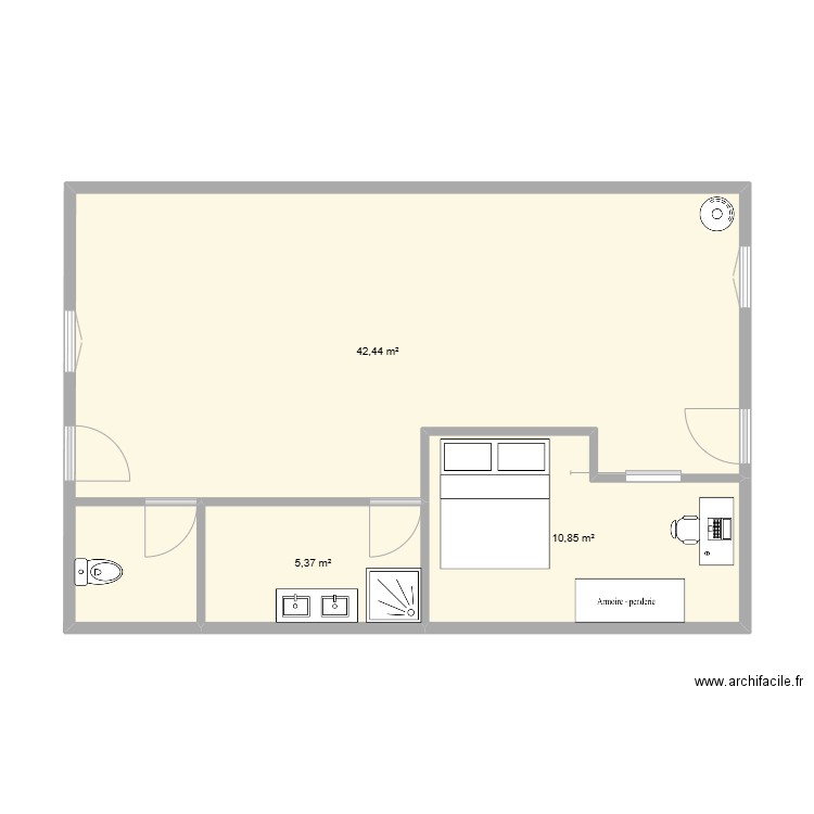 masion robin. Plan de 3 pièces et 59 m2