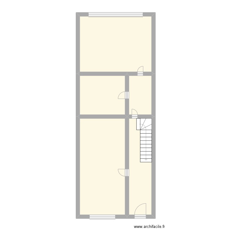 RDC. Plan de 5 pièces et 65 m2