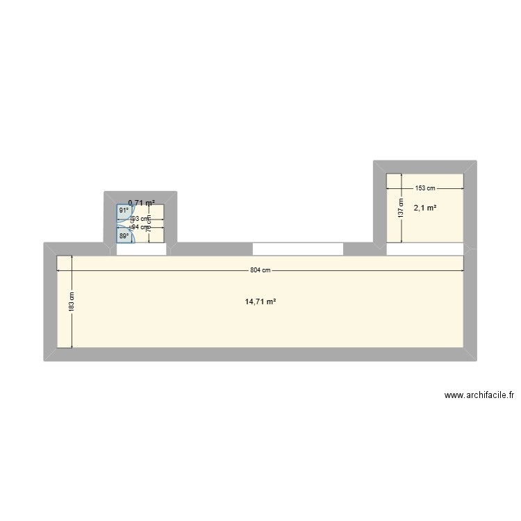 CUSINE NOUVELLE. Plan de 3 pièces et 18 m2