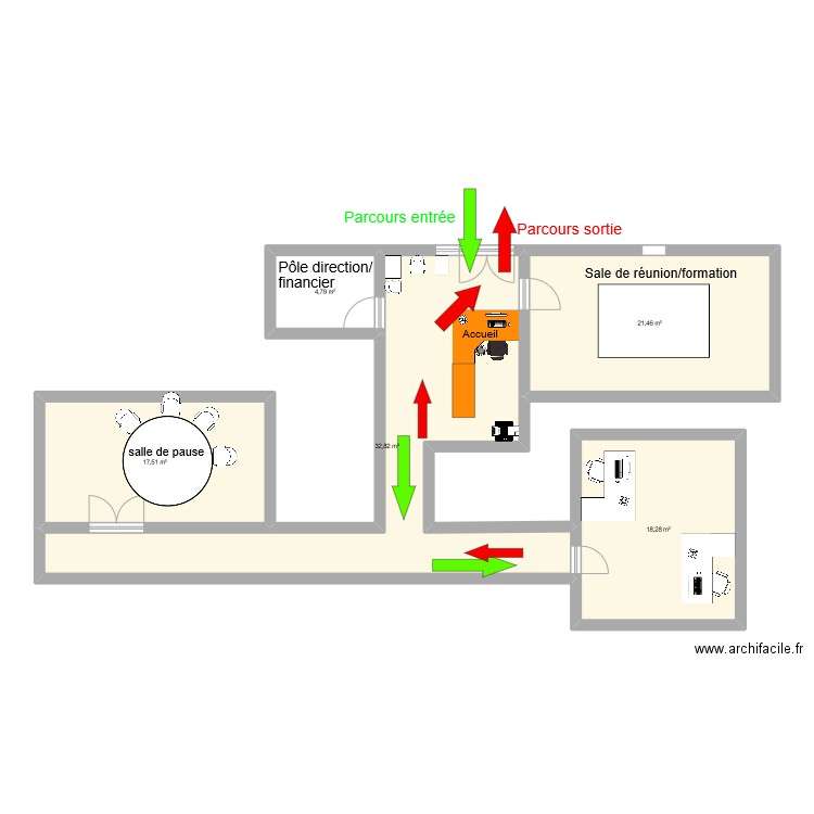 archifacile stage ples. Plan de 5 pièces et 95 m2