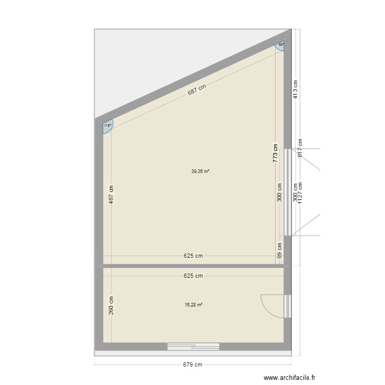 garage2. Plan de 2 pièces et 56 m2