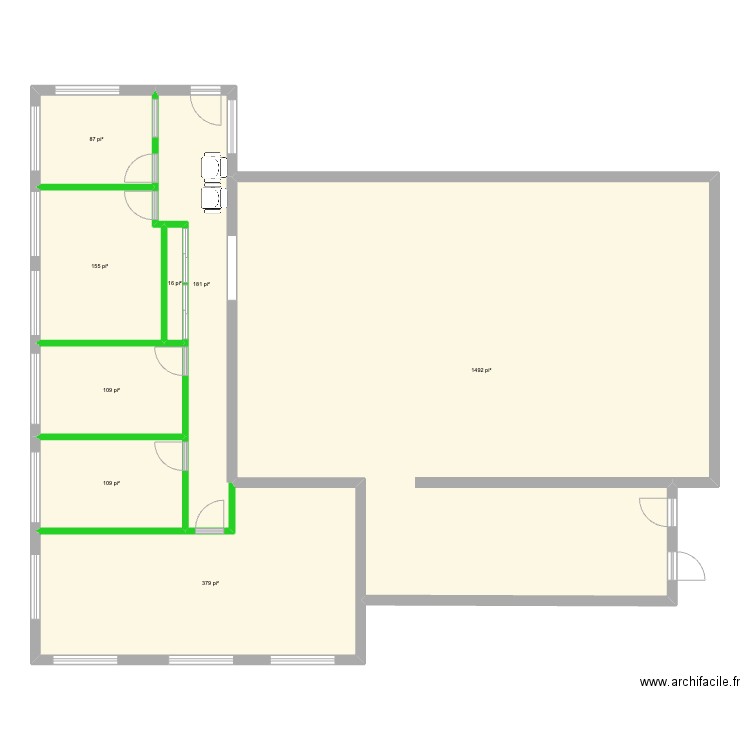 225 Seigneuriale agrandissement 51 X 19. Plan de 8 pièces et 235 m2