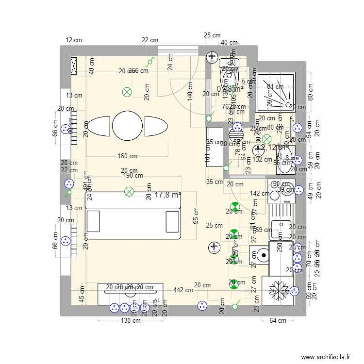 Appartement_2_ENEDIS. Plan de 3 pièces et 21 m2