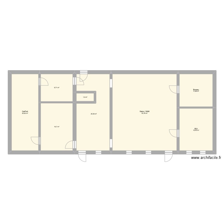 Ferme V2. Plan de 8 pièces et 157 m2