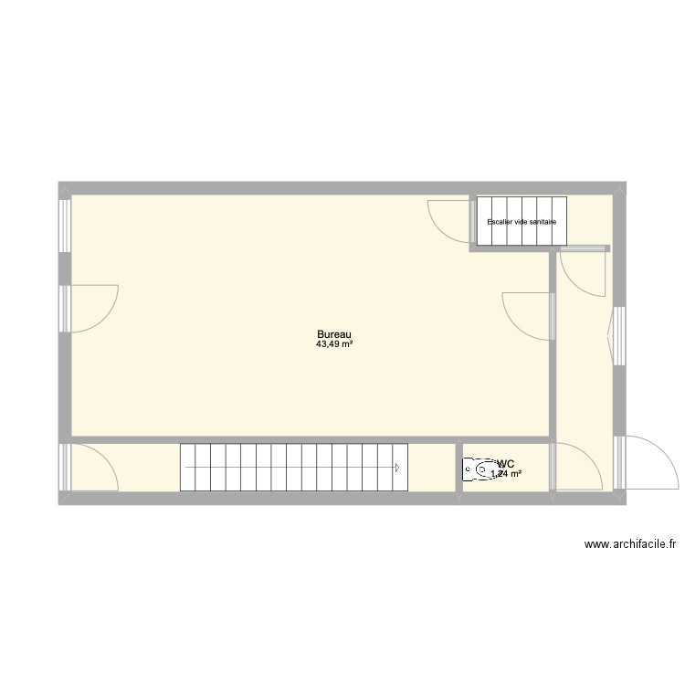 RDC - BRESSUIRE. Plan de 2 pièces et 45 m2