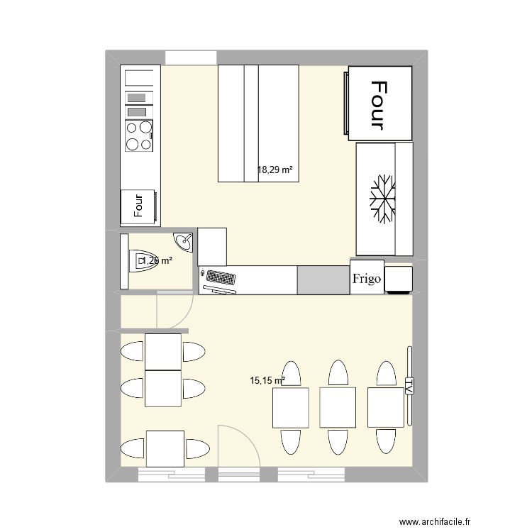 la casa 6. Plan de 3 pièces et 35 m2