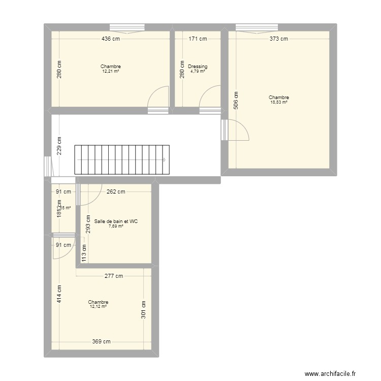 ETAGE 1 BRIANCON. Plan de 6 pièces et 57 m2