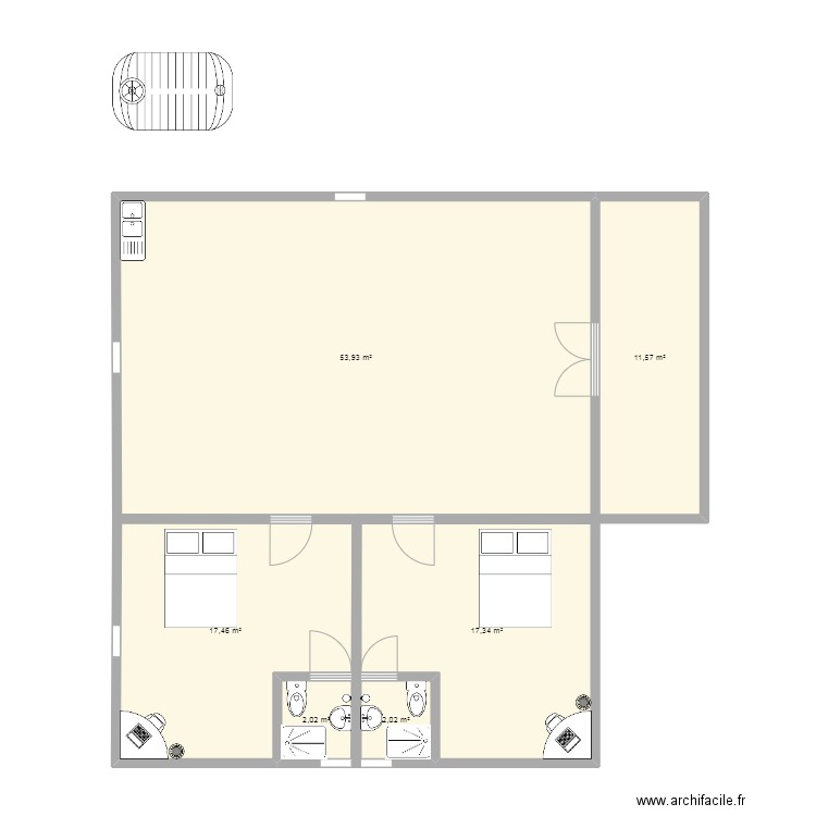 STUDIO MODERNE NKOK . Plan de 6 pièces et 104 m2