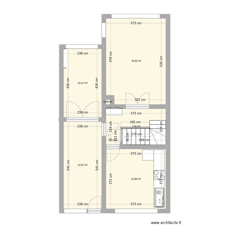 maison . Plan de 6 pièces et 64 m2