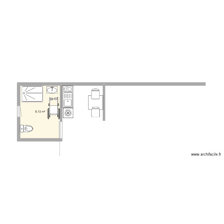 Extension 1. Plan de 1 pièce et 6 m2