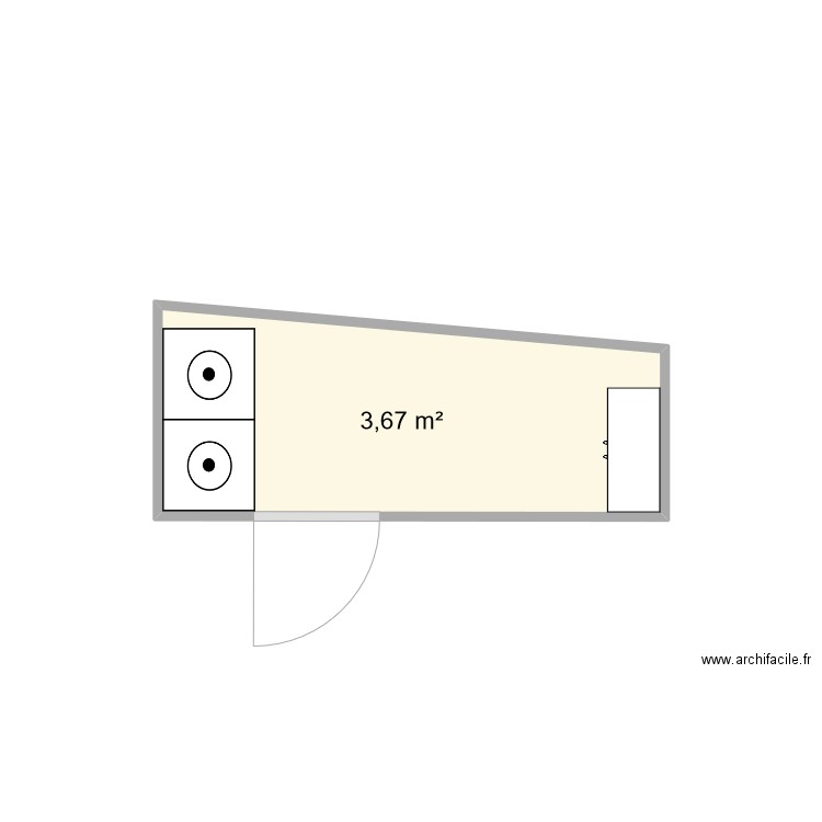 buanderie. Plan de 1 pièce et 4 m2