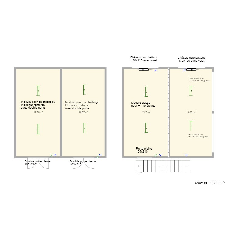 Itcf Ecole namur. Plan de 6 pièces et 102 m2