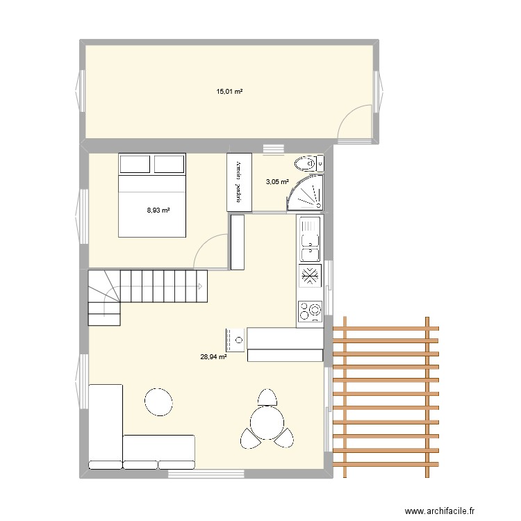 maison. Plan de 4 pièces et 56 m2