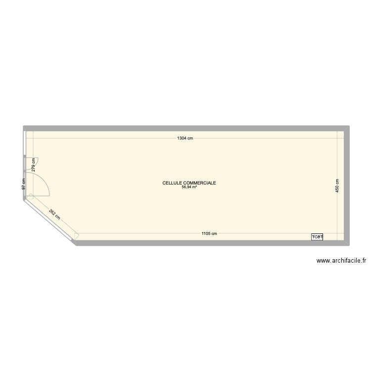 SQ BIGANOS VIDE. Plan de 1 pièce et 57 m2