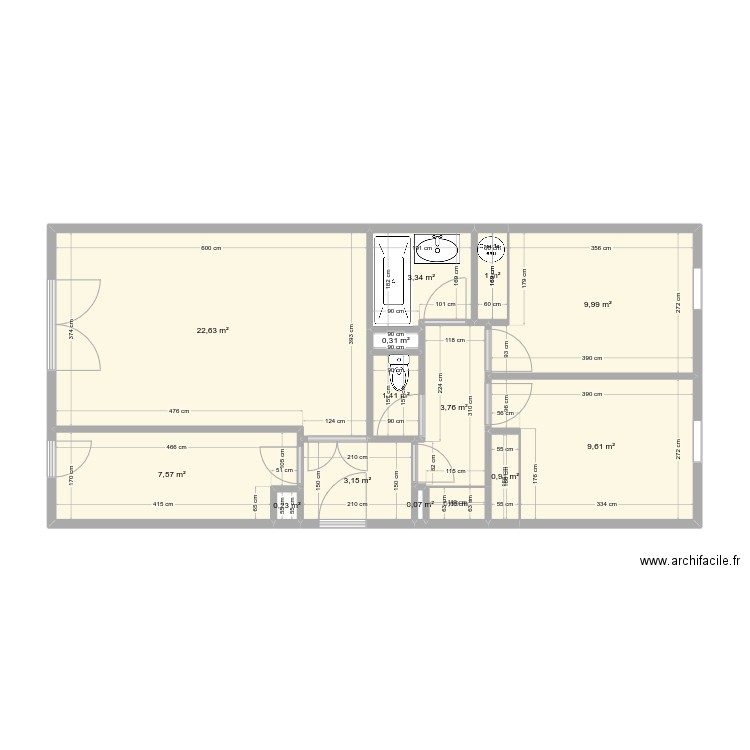 toulouse. Plan de 14 pièces et 65 m2