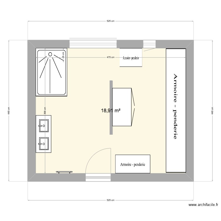 salle de bain bas str. Plan de 1 pièce et 19 m2