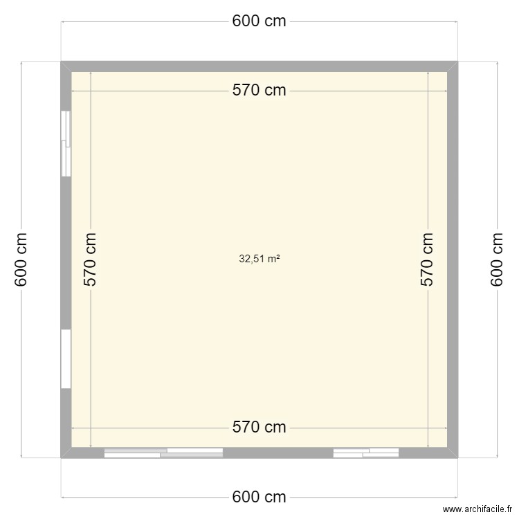 bureau. Plan de 1 pièce et 33 m2